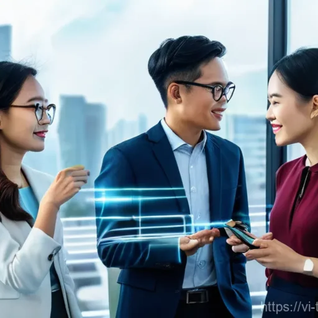직업 성장의 한계와 기회 - **Prompt 1: Future of Work and AI in Vietnam**
A group of diverse Vietnamese professionals, men ...