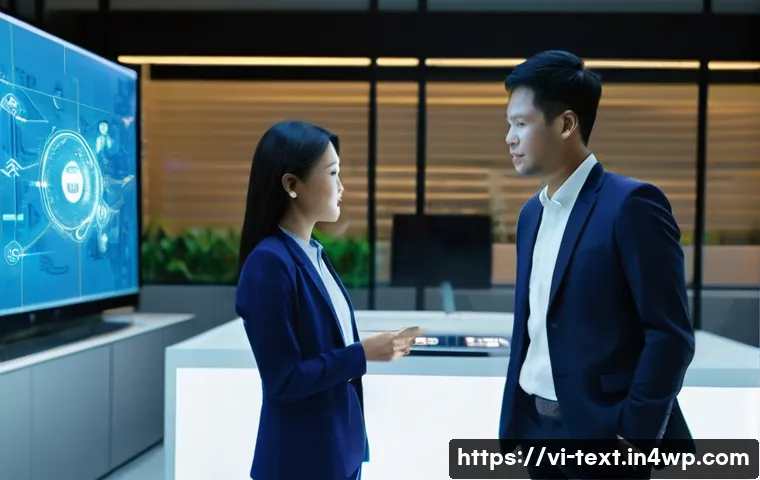 미래 일자리와 직무 변화 예측 - **Prompt:** A dynamic scene showcasing a diverse group of Vietnamese professionals, including men an...