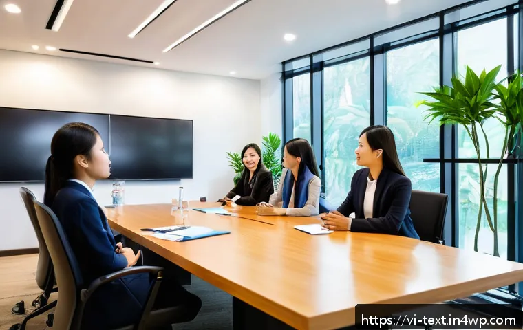 리더십 역량 개발을 위한 팁 - A professional Vietnamese office scene showing a diverse team of young leaders and employees engaged...